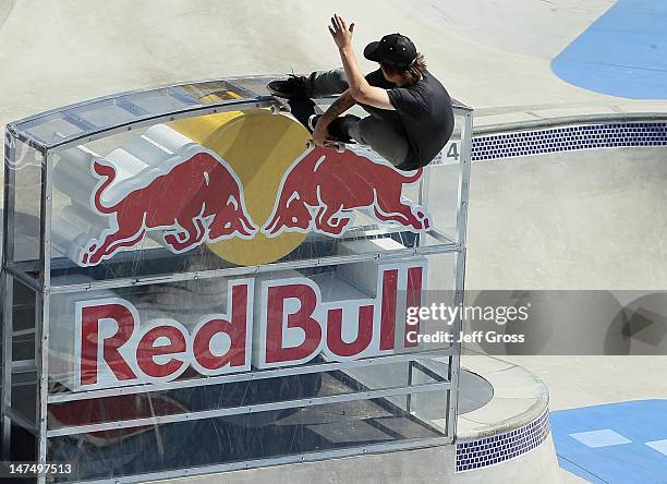 Kevin Kowalski competes in the men's Skateboard Park final during day three of X Games 18 at L.A. LIVE on June 30, 2012 in Los Angeles, California.