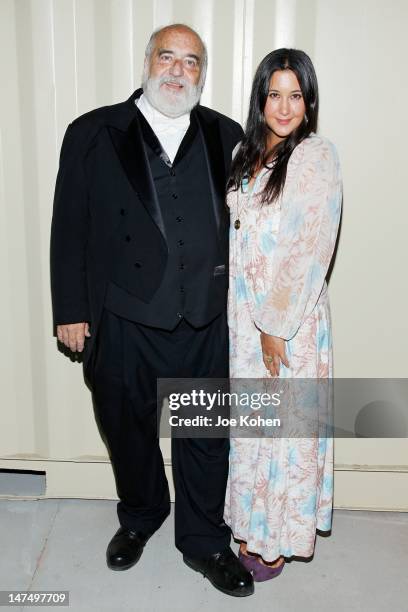 Maestro Victor Vener and singer Vanessa Carlton pose for a photo backstage at the Cal Phil Festival on the green opening night with the California...