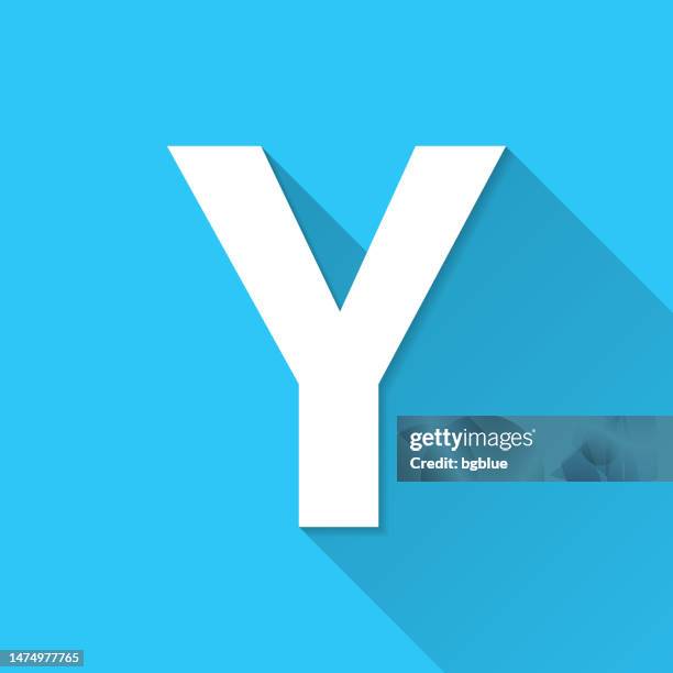 letter y. icon on blue background - flat design with long shadow - letter y stock illustrations