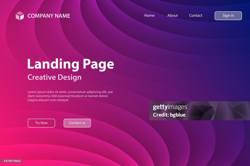 Landing page Template - Trendy geometric design - Pink abstract background