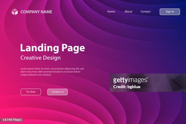 landing page template - trendy geometric design - pink abstract background - 紫紅色 幅插畫檔、美工圖案、卡通及圖標