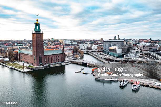 stockholm city hall sweden - stockholm landmark stock pictures, royalty-free photos & images