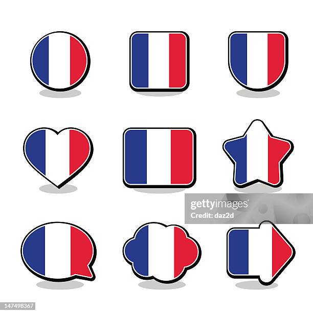 france flag icon set - rounded rectangle button stock illustrations