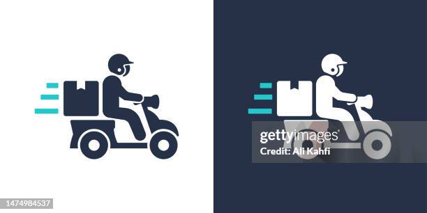 illustrations, cliparts, dessins animés et icônes de icône de coursier à vélo. illustration vectorielle d’icône solide. pour la conception de sites web, logo, application, modèle, interface utilisateur, etc. - livraison