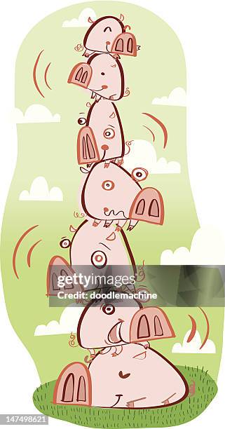 stack of pigs - piglet stock illustrations