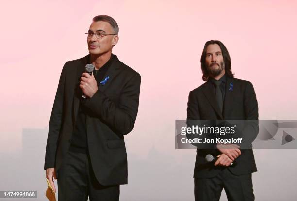 Chad Stahelski and Keanu Reeves attend “John Wick: Chapter 4” Los Angeles Premiere at TCL Chinese Theatre on March 20, 2023 in Hollywood, California.