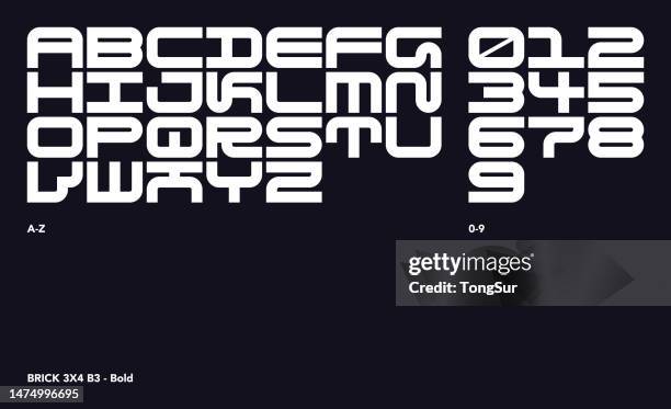 abstract alphabet letters font design, brick 3x4 b3 - bold - typescript stock illustrations