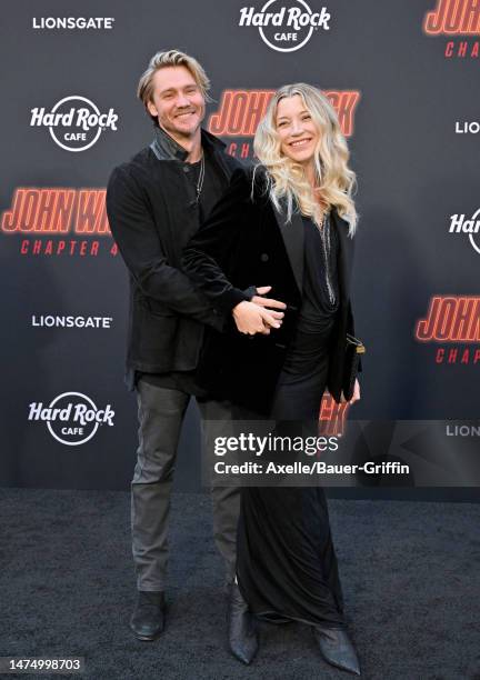 Chad Michael Murray and Sarah Roemer attend the Los Angeles Premiere of Lionsgate's "John Wick: Chapter 4" at TCL Chinese Theatre on March 20, 2023...