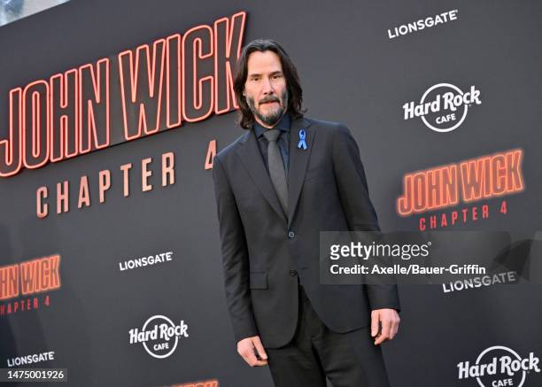 Keanu Reeves attends the Los Angeles Premiere of Lionsgate's "John Wick: Chapter 4" at TCL Chinese Theatre on March 20, 2023 in Hollywood, California.