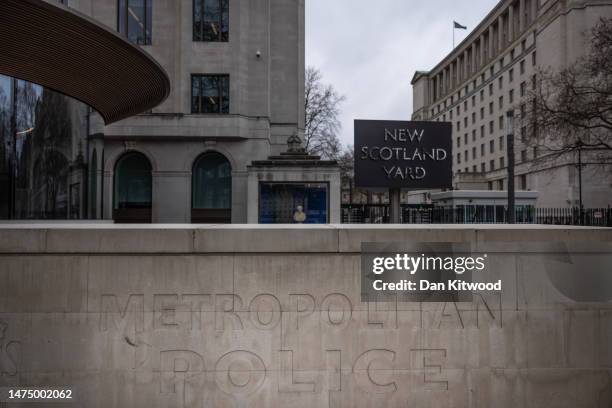 General view of New Scotland Yard on March 21, 2023 in London, England. A report published today of behavioural standards and internal culture of the...