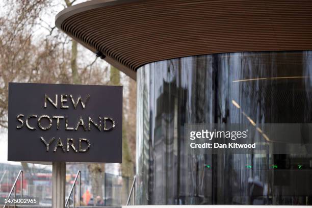 General view of New Scotland Yard on March 21, 2023 in London, England. A report published today of behavioural standards and internal culture of the...
