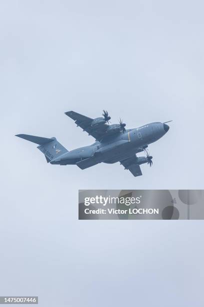 Avion Transall de l'armée de l'air lors d'un entrainement militaire à un conflit de haute intensité avec l'opération "Orion" le 3 mars 2023.