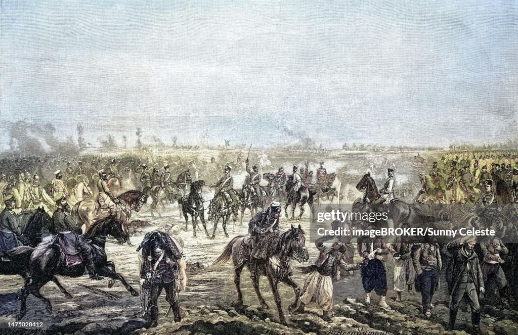 Military Persons in the Franco-Prussian War 1870, 1871, Prince Albert of Prussia, Friedrich Heinrich Albert or Friedrich Heinrich Albrecht, a Prussian Colonel General, congratulates the 2nd Hussar Regiment in Artenay, France, Historical, digitally