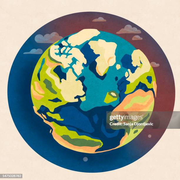 planet earth colorful illustration - save the planet poster stock illustrations