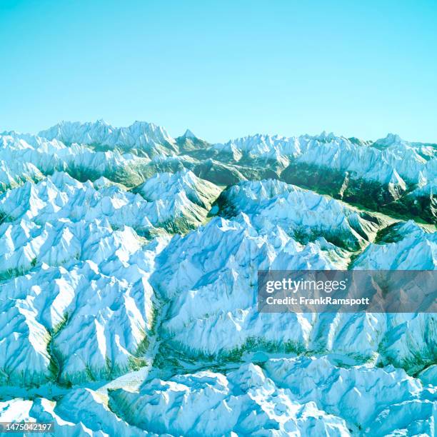 bernina topographic map 3d view from north color - engadin valley stockfoto's en -beelden