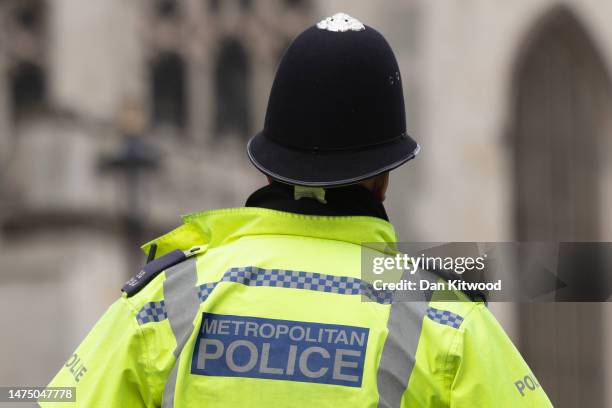 Metropolitan Police officers outside the Houses of Parliament on March 21, 2023 in London, England. A report published today of behavioural standards...