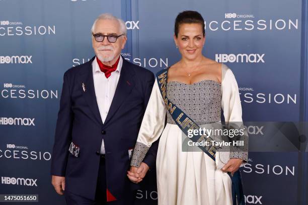 Brian Cox and Nicole Ansari-Cox attend the Season 4 premiere of HBO's "Succession" at Jazz at Lincoln Center on March 20, 2023 in New York City.