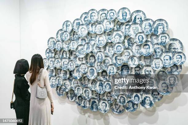Visitors attend the preview day of Art Basel Hong Kong at the Hong Kong Convention and Exhibition Centre on March 21, 2023 in Hong Kong, China.