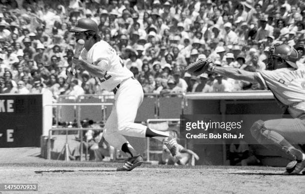 Dodgers Bill Buckner at bat during game between Los Angeles Dodgers and the Cincinnati Reds, August 3, 1975 in Los Angeles, California.