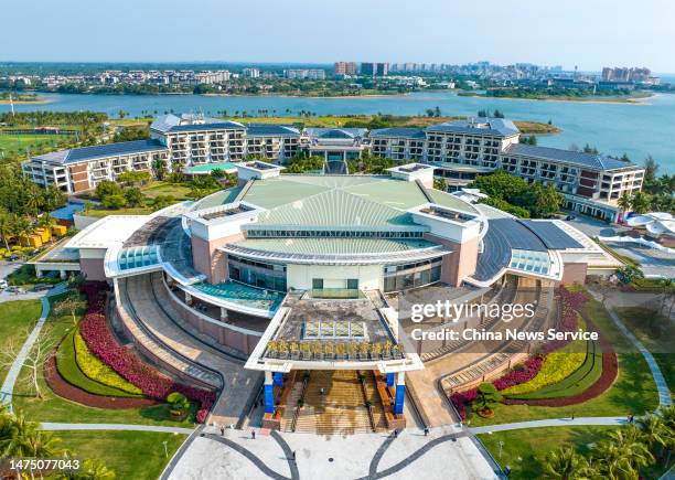 Aerial view of the Boao Forum for Asia International Conference Center before Boao Forum for Asia Annual Conference 2023 on March 21, 2023 in Boao,...