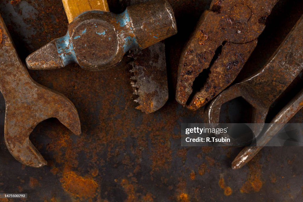 Rusty Hand Tools Dirty Set Of Hand Old Rusty Tools Equipment For Locksmith And ...