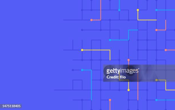 tech grid artificial intelligence abstract background - artificial neural network stock illustrations