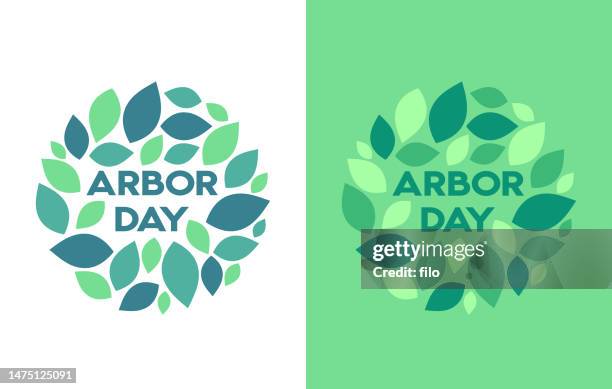 illustrations, cliparts, dessins animés et icônes de arbor day leaf wreath round circle design element - motif feuillage