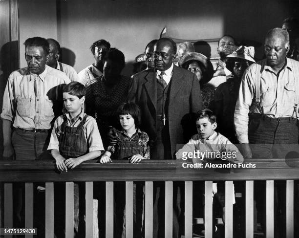 Actors John Megna and Philip Alford and actresses Mary Badham in a scene of the film "To Kill A Mockingbird", in 1961 at Monroeville, Alabama.
