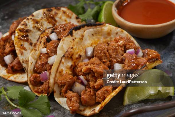 spicy chorizo tacos - pork sausage stock pictures, royalty-free photos & images