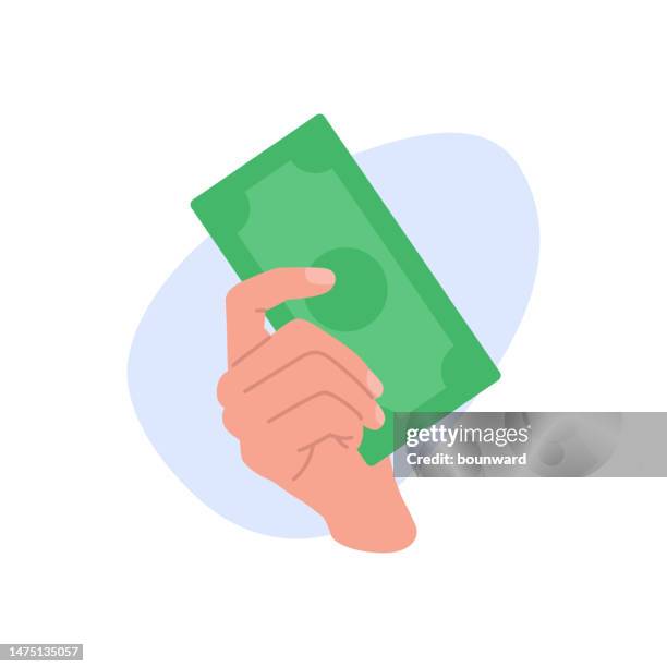 hand holding cash. - salesman flat design stock illustrations