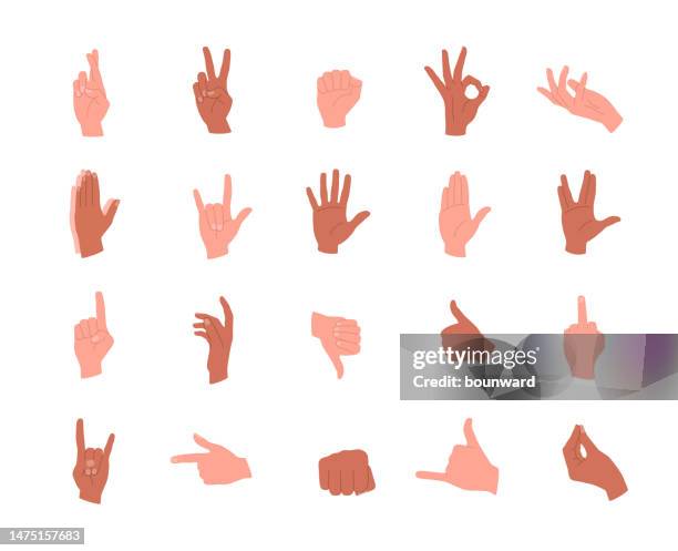 hands gestures. hand emoticons. vector illustration. - pinching stock illustrations