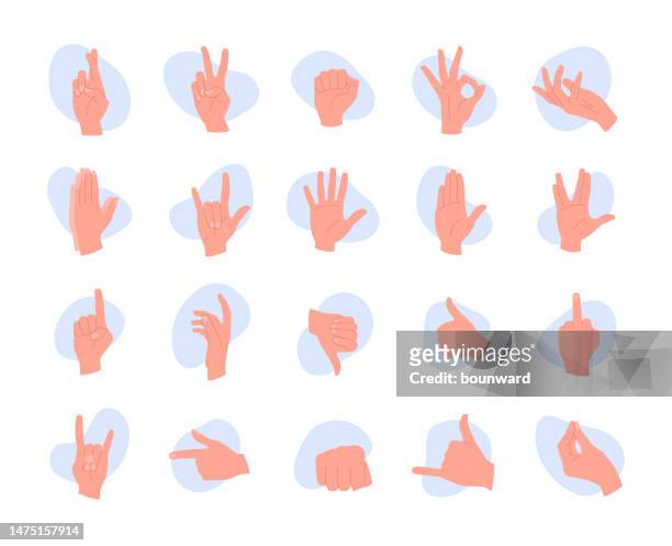gesten der hände. hand-emoticons. vektor-illustration. - pinching stock-grafiken, -clipart, -cartoons und -symbole