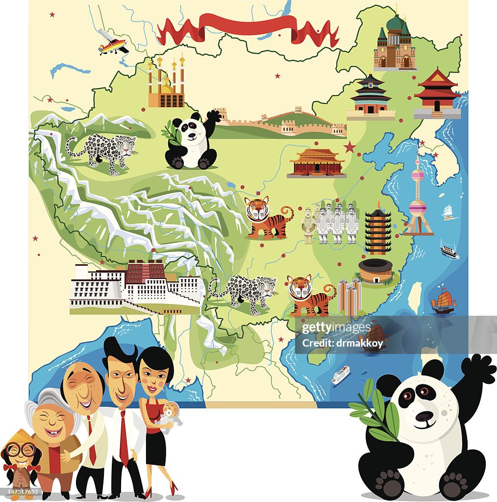 Cartoon map of China