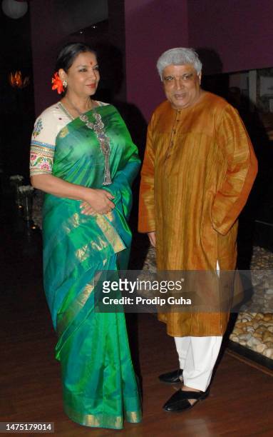 Shabana Azmi and javed Akhtar attend the Shatrughan Sinha's success bash hosted by Pahlaj Nahlani on June 14, 2014 in Mumbai, India