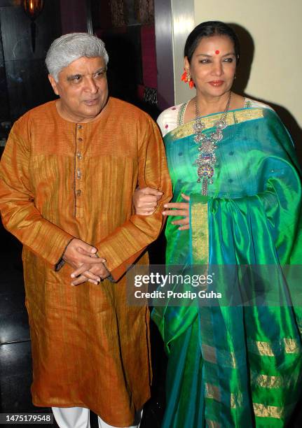 Javed Akhtar and Shabana Azmi attend the Shatrughan Sinha's success bash hosted by Pahlaj Nahlani on June 14, 2014 in Mumbai, India