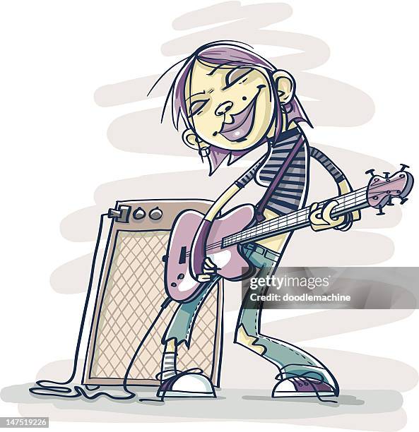 stockillustraties, clipart, cartoons en iconen met guitar heroine - guitar amp