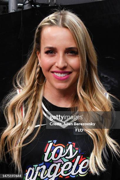 Brittany Force attends a basketball game between the Los Angeles Clippers and the Oklahoma City Thunder at Crypto.com Arena on March 21, 2023 in Los...