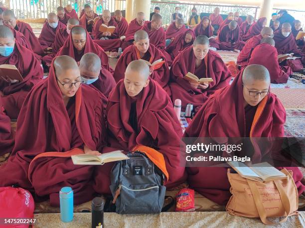 Buddhist prayers being performed as part of Tibetan Buddhism or the traditional Tibetan way of life being practiced in the `Mini Lhasa in India or...