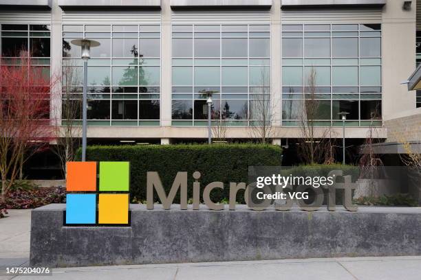 Mircosoft Computer Lab Headquarters A Microsoft sign is seen at the company's headquarters on March 19 ...
