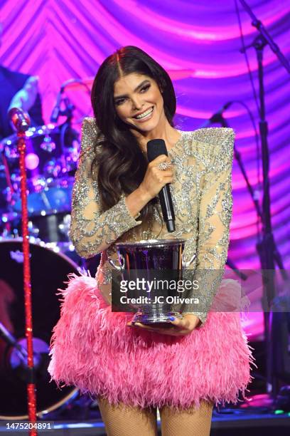Honoree Ana Bárbara, 2023 BMI Icon Award Recipient, poses onstage during the 2023 BMI Latin Awards at Beverly Wilshire, A Four Seasons Hotel on March...