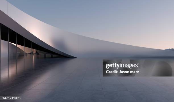 empty square front of modern architecture - arquitectura fotografías e imágenes de stock