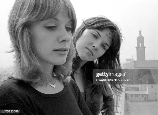 Heart, Musician Nancy Wilson and singer Ann Wilson pose on Hollywood, CA rooftop, September 1976