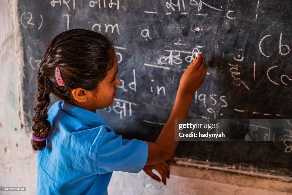 Indian schoolgirl in classroom