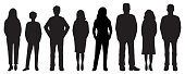 Vector characters - silhouettes. Unrecognizable portraits of women and men. Group of people.