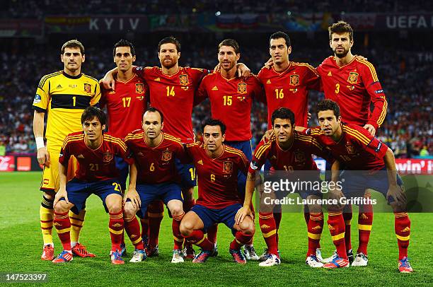 Iker Casillas, Alvaro Arbeloa, Xabi Alonso, Sergio Ramos, Sergio Busquets and Gerard Pique, David Silva, Andres Iniesta, Xavi Hernandez, Cesc...