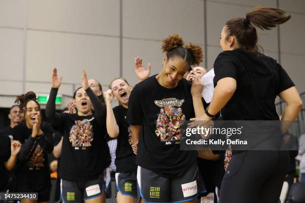 Tianna Hawkins of the Fire wins the MVP award during game two of the WNBL Grand Final series between Southside Flyers and Townsville Fire at State...