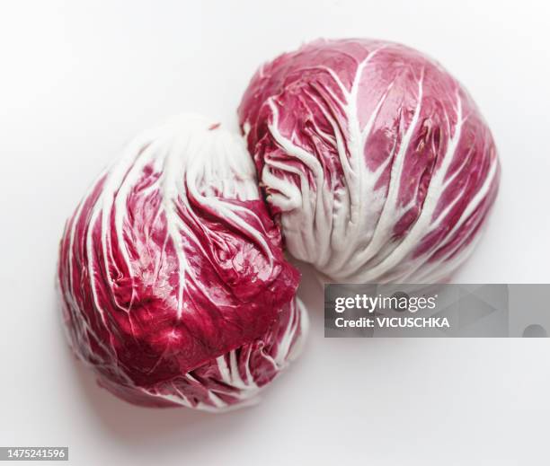 radicchio on white background - radicchio ストックフォトと画像