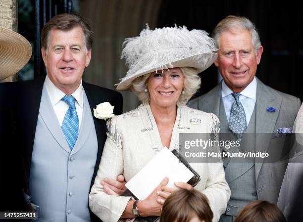 Simon Elliot, Camilla, Duchess of Cornwall and Prince Charles, Prince of Wales attend the wedding of Ben Elliot and Mary-Clare Winwood at the church...