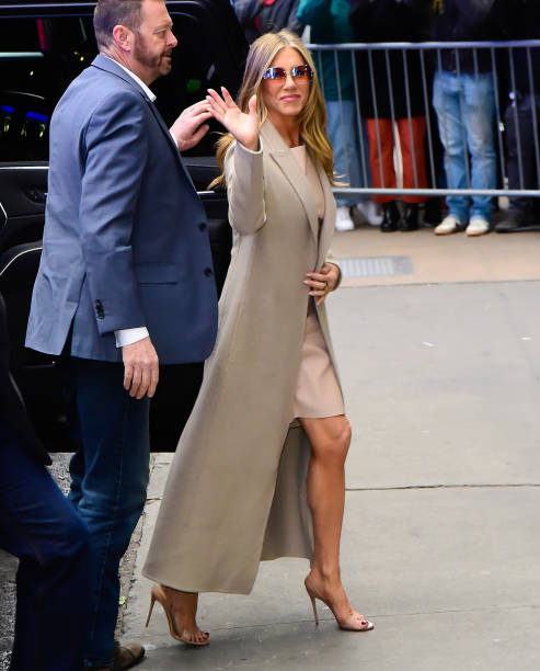 Actors Jennifer Aniston is seen outside "Good Morning America" on March 21, 2023 in New York City.