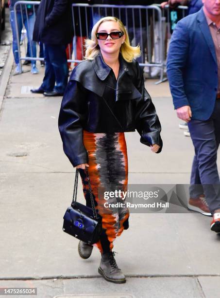 Florence Pugh is seen outside "Good Morning America" on March 22, 2023 in New York City.